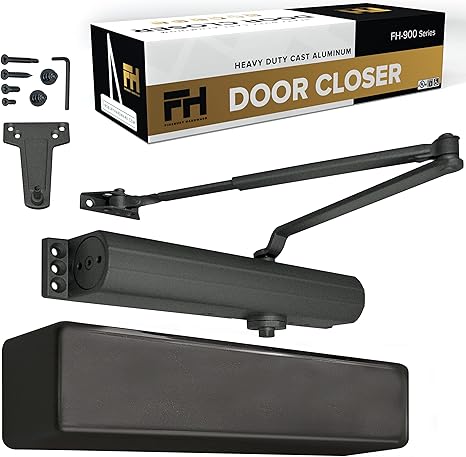 Finsbury Heavy Duty Commercial Door Closer Adjustable Size 1-6, Grade 1 ANSI/BHMA Certified, UL Listed, ADA Compliant, Hydraulic Backcheck & Delayed Action High Traffic (Duronotic)