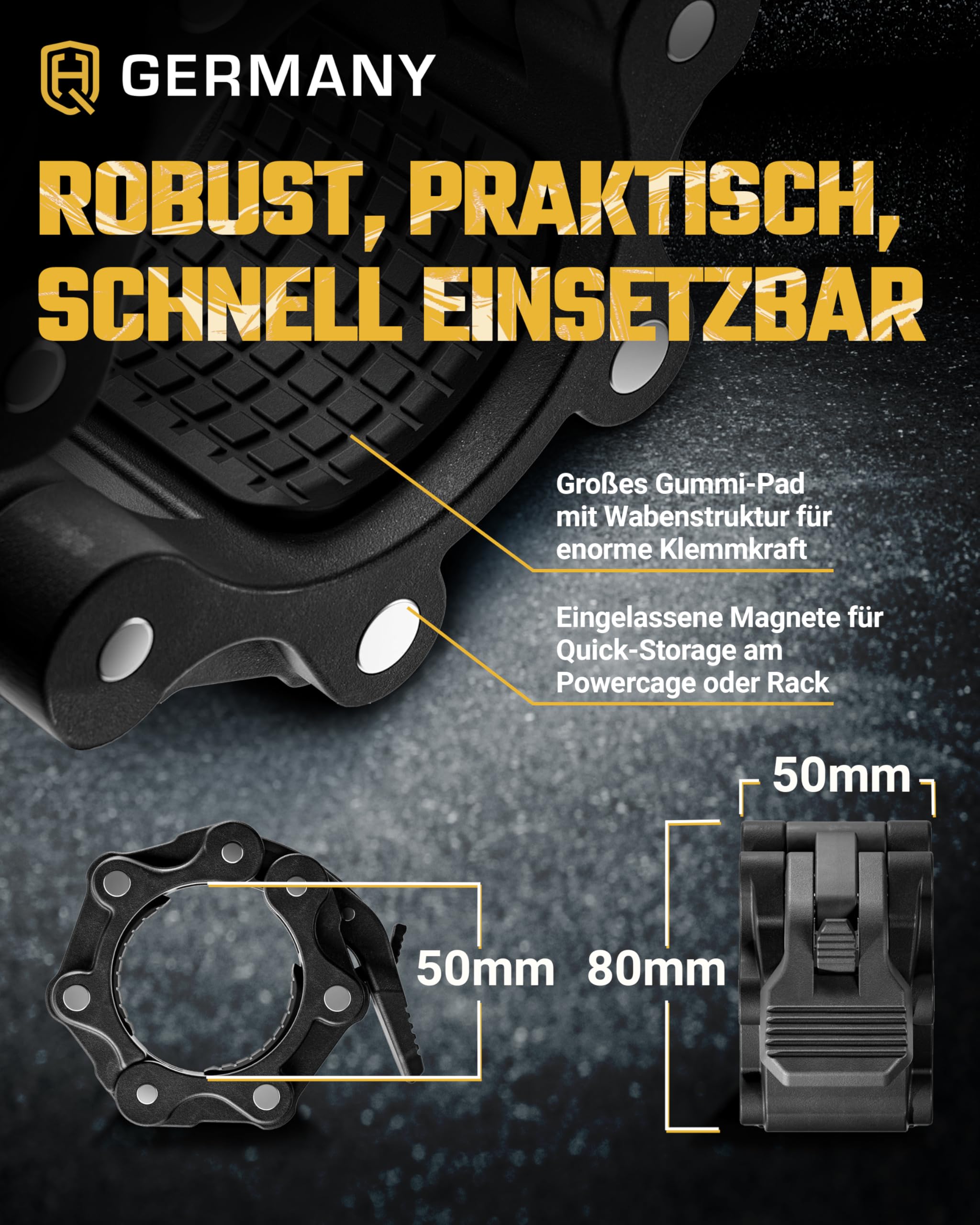 HQ Germany® SZ-Stange 50mm [Performance-Line] - Curl-Stange 50mm | Nadel statt Gleitlager, hartverchromte Sleeves, schwarz verchromter Schaft, 50mm Aufnahme, bis 250kg belastbar