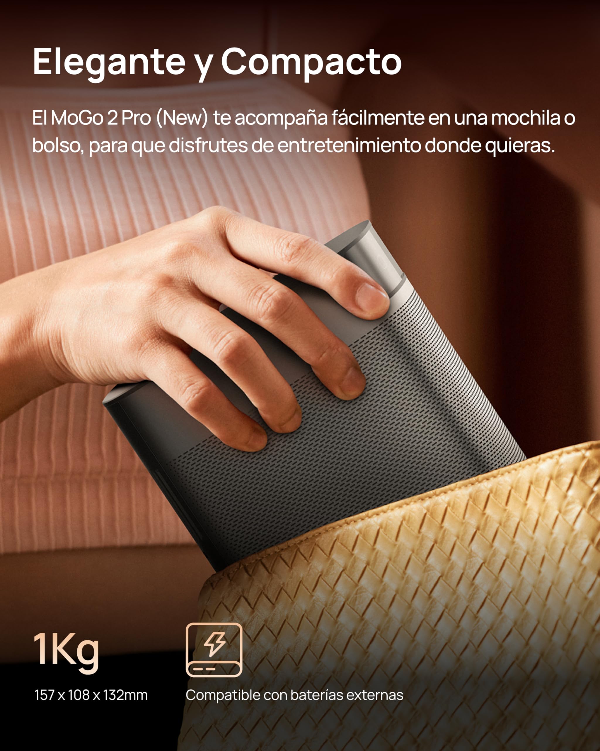 XGIMI MoGo 2 Pro (New) 1080P Mini Proyector Portátil, Google TV con Netflix, 430 Lúmenes ISO, Altavoces 2X8W, Soporta 4K, WiFi y Bluetooth, Enfoque Automático, Protección Ocular Inteligente