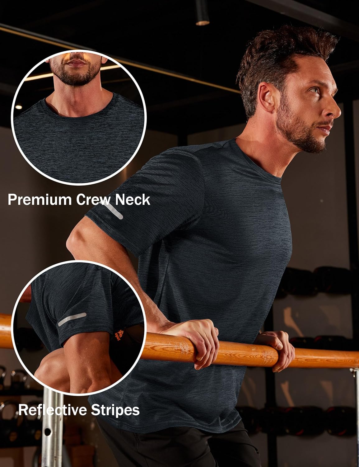 MAGCOMSEN Men's Workout Shirts Short Sleeve Tees Quick Dry Moisture Wicking Athletic Gym Running Crewneck T-Shirt - Image 2