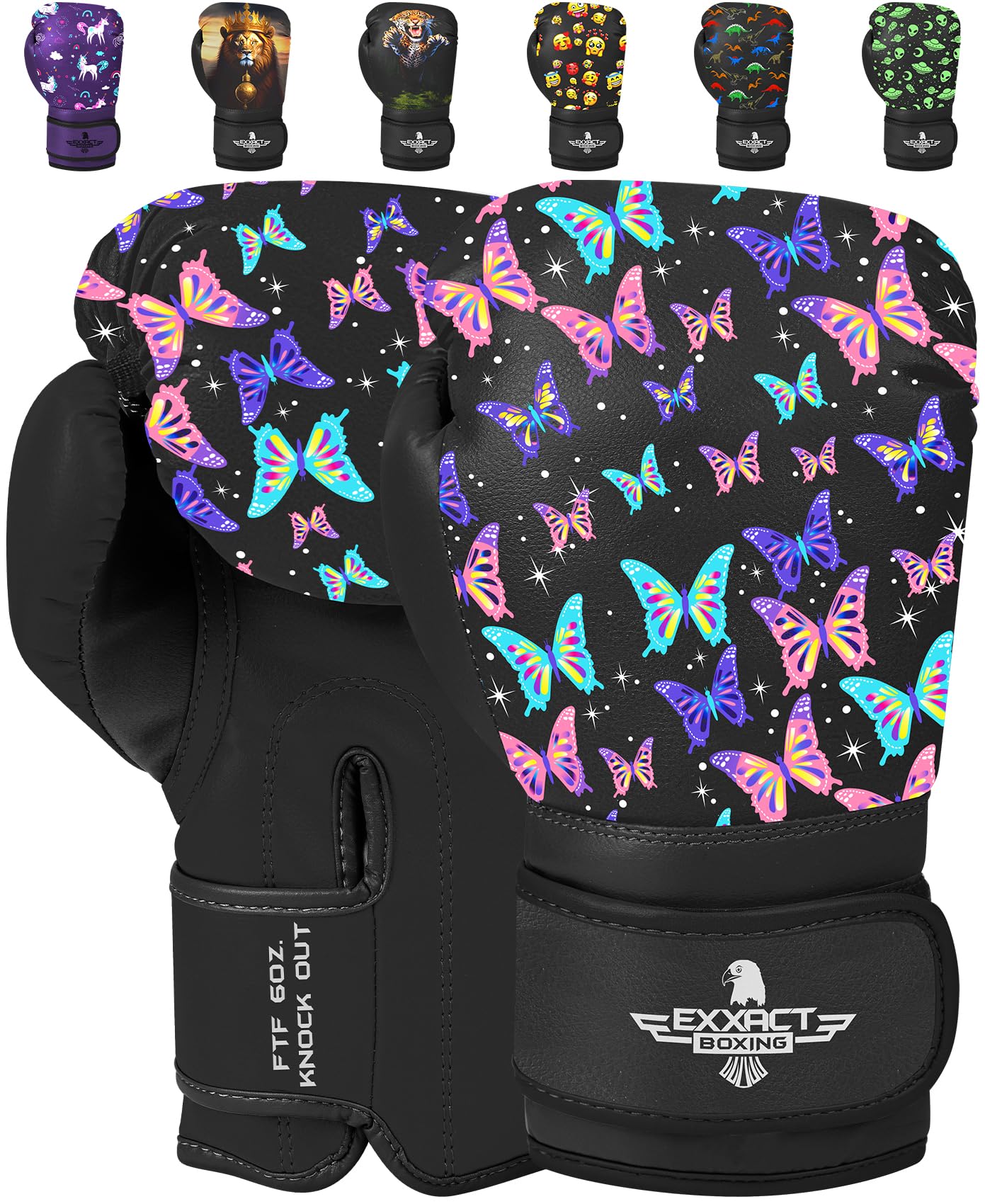 Exxact SportsKnockout Youth Boxing Gloves for Kids (3-10 Years) with Padded Protection and Wrist Support, Durable Engineered Leather Kids Boxing Gloves for Boys and Girls