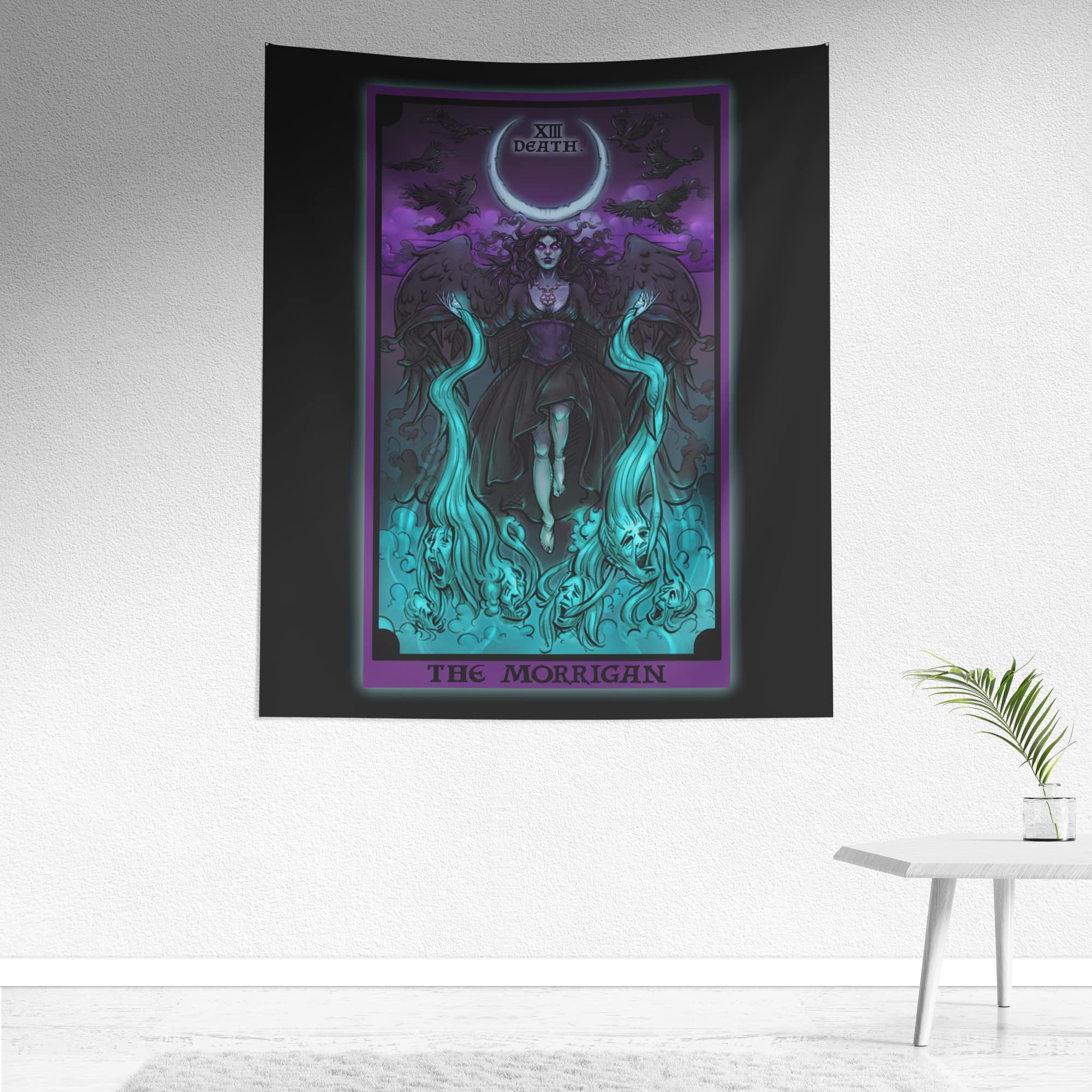 The Morrigan Death Tarot Card Tapestry - Pagan Gothic Witch Wall Hanging Home Decor (60