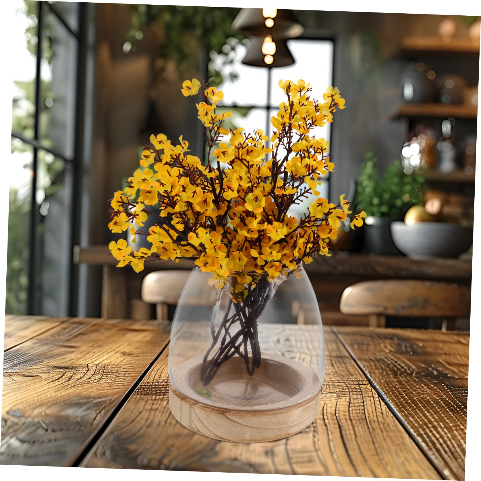 Vase Hydroponique Verre Transparent avec Base Pot Intérieur pour Propagation Eau Décor Élégant pour Table et Bureau Vase Large pour Micro-Paysage