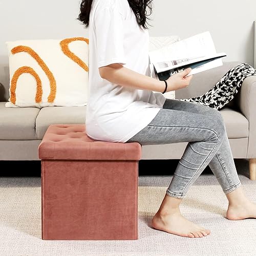 Miniatura 18 de B FSOBEIIALAO Otomano plegable para almacenamiento, banco largo para zapatos, reposa pie de franela, asiento, de 31.5 x 15.7 x 15.7 pulgadas.,