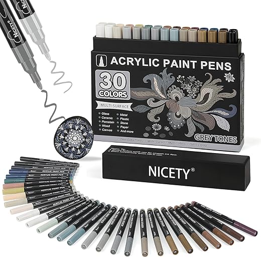 Feutre Acrylique NICETY 30Pcs 0,7mm gris