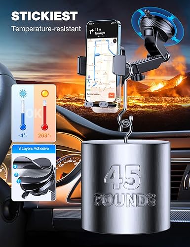 Miniatura 4 de AKESEPE Compatible con fundas gruesas 85+libras de succión más fuerte Soportes de teléfono para tu automóvil 2025 Soporte de teléfono mejorado para