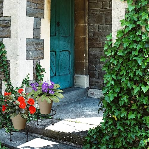 Miniatura 7 de CREHODEC Paquete de 5 soportes de metal de 9 pulgadas para plantas al aire libre e interior, soporte para macetas de flores, soportes de hierro