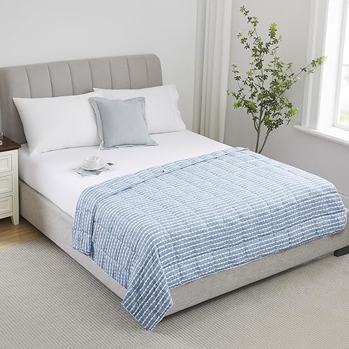 Miniatura 2 de L'AGRATY Manta con peso de material de microfibra con cuentas de vidrio, manta para todas las estaciones, manta cómoda, grande, suave y gruesa, 60 x