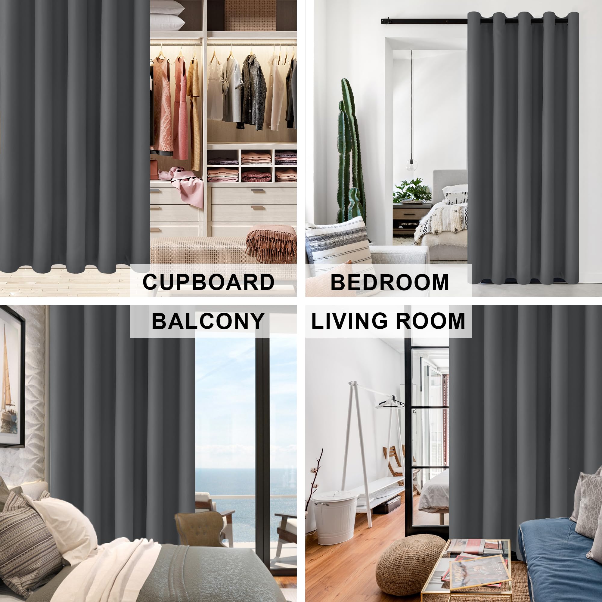 DWCN Tenda divisoria grigia scuro, per soggiorno, camera da letto, ufficio, 1 pezzo