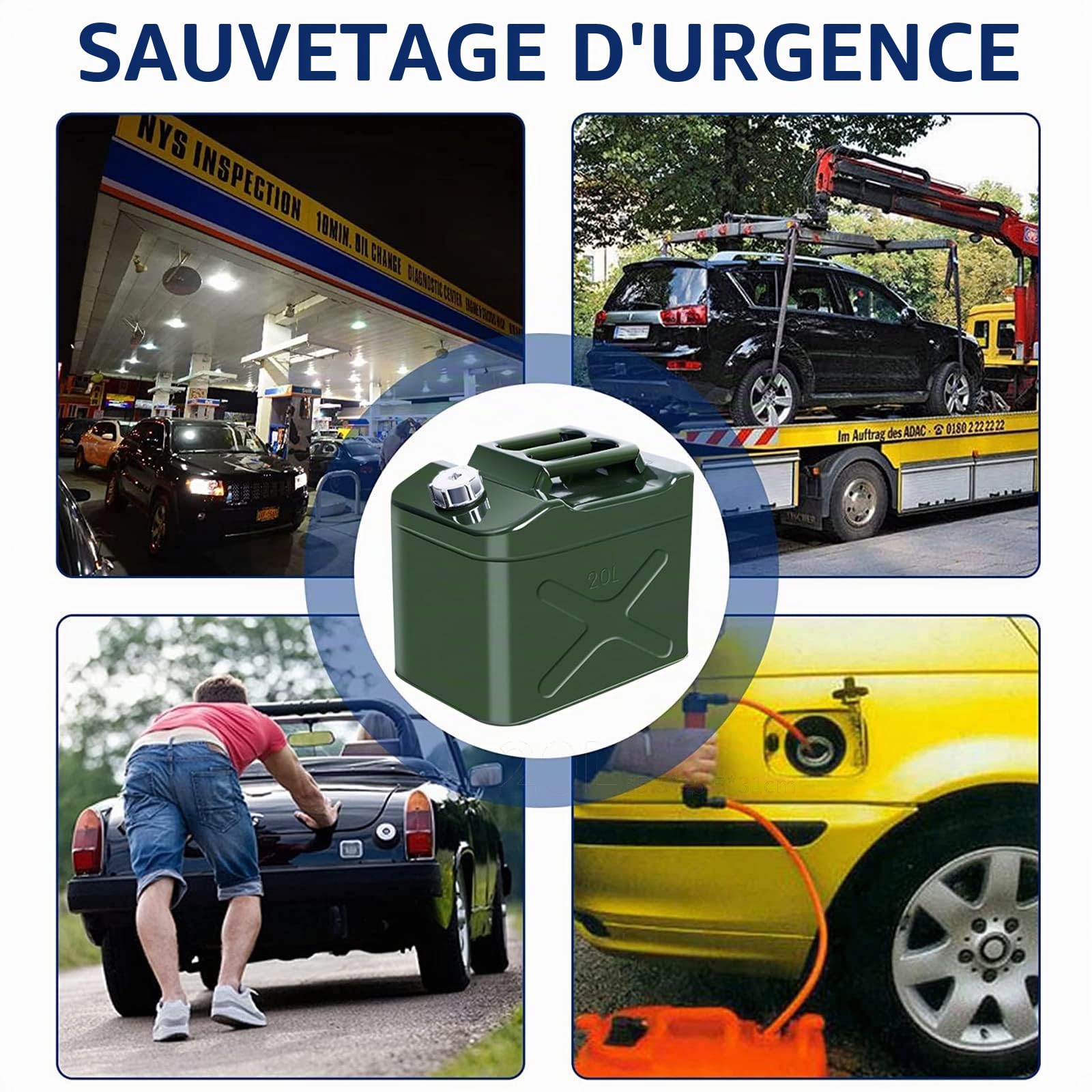Latierra Jerrican en métal de 20 l avec bec verseur flexible, homologation ONU pour essence et diesel, vert