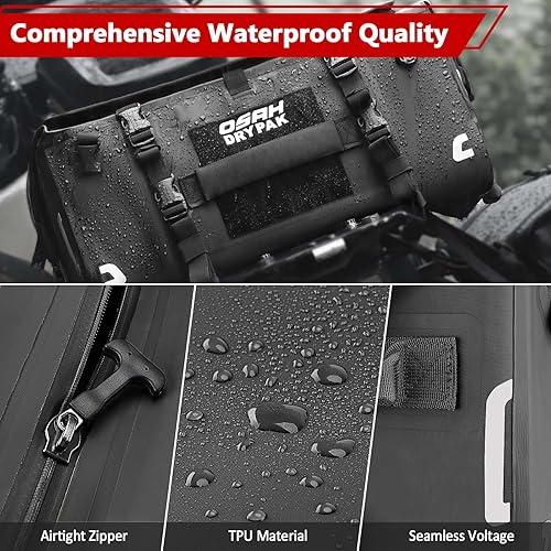 Miniatura 2 de Bolsa impermeable para motocicleta, bolsa de lona impermeable de 40 L, bolsa seca para motocicleta, bolsa de equipaje multifuncional con correas