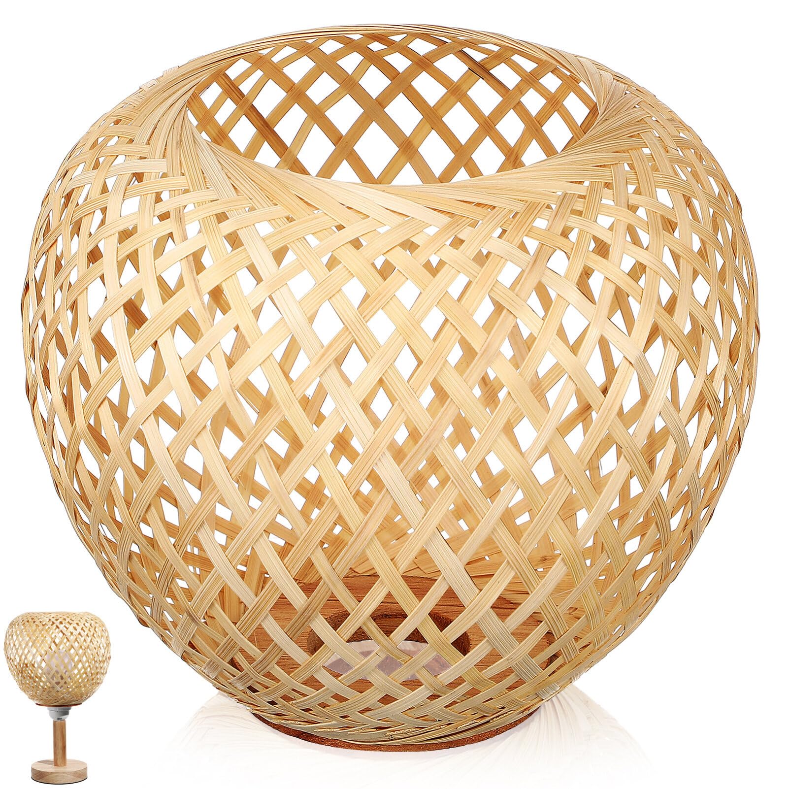Luxshiny Pantalla De Lámpara De Bambú Repuesto Compatible Iluminación y Natural