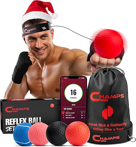 Champs MMA Boxing Reflex Ball Set with Punch Counter App