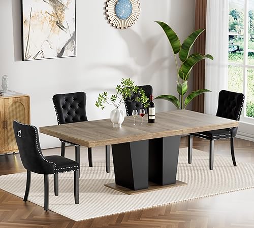 Miniatura 20 de HomVent Juego de mesa de comedor expandible para 6 personas, juego de mesa de comedor extensible de 63 a 79 pulgadas con sillas de terciopelo con