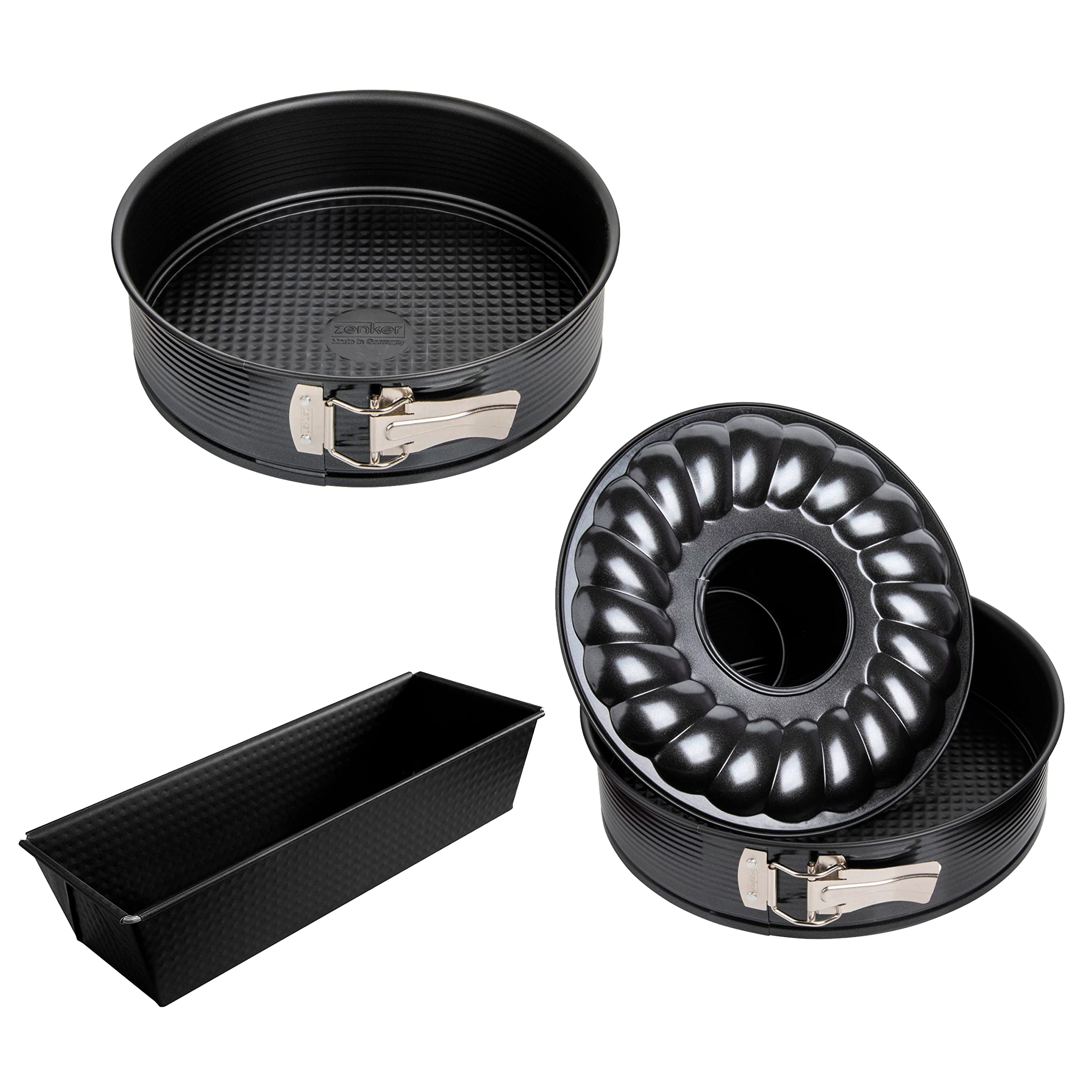 Zenker Set de Repostería, incluye 1 Molde Redondo Desmontable 24 cm, 1 Molde Rectangular 25 cm y 1 Molde Desmontable de 2 Fondos 26 cm…