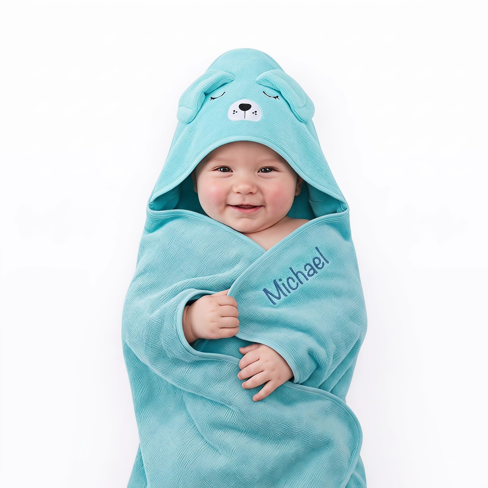Wamantic Personalised Baby Hooded Towel with Name Ultra Soft Baby Bath Towel for Boys and Girls Newborn Baby christening Birthdays