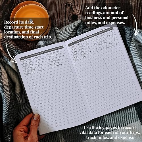 Miniatura 3 de JUBTIC Libro de registro de kilometraje automático para impuestos, libro de registro de mantenimiento de vehículos, rastreador de kilometraje para