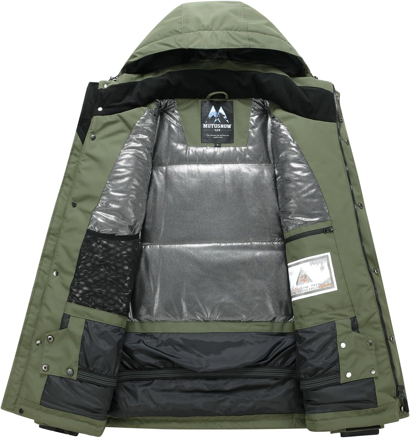 Mens Ski Jacket Waterproof Snowboarding Jacket,Windproof Men Coats Winter Removable Hood for Snowmobile Hiking