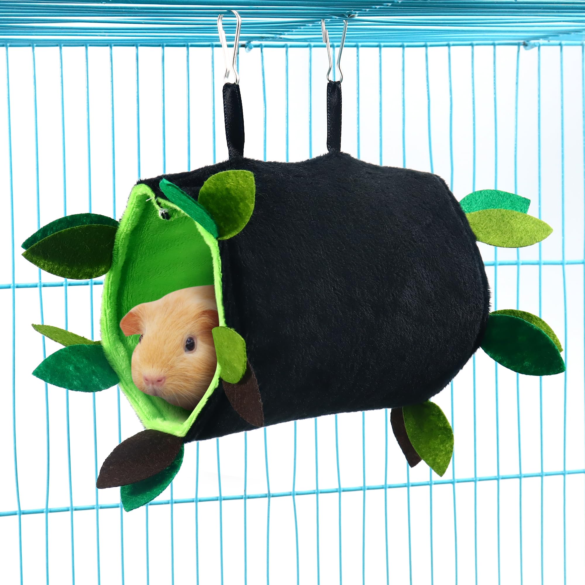 Lot de 5 hamsters à suspendre pour hamster, rat, cochon d'Inde, cage jouet accessoire de cage à motif forêt, tunnel et balançoire pour petits animaux, planeur, écureuil jouant au sommeil (noir)