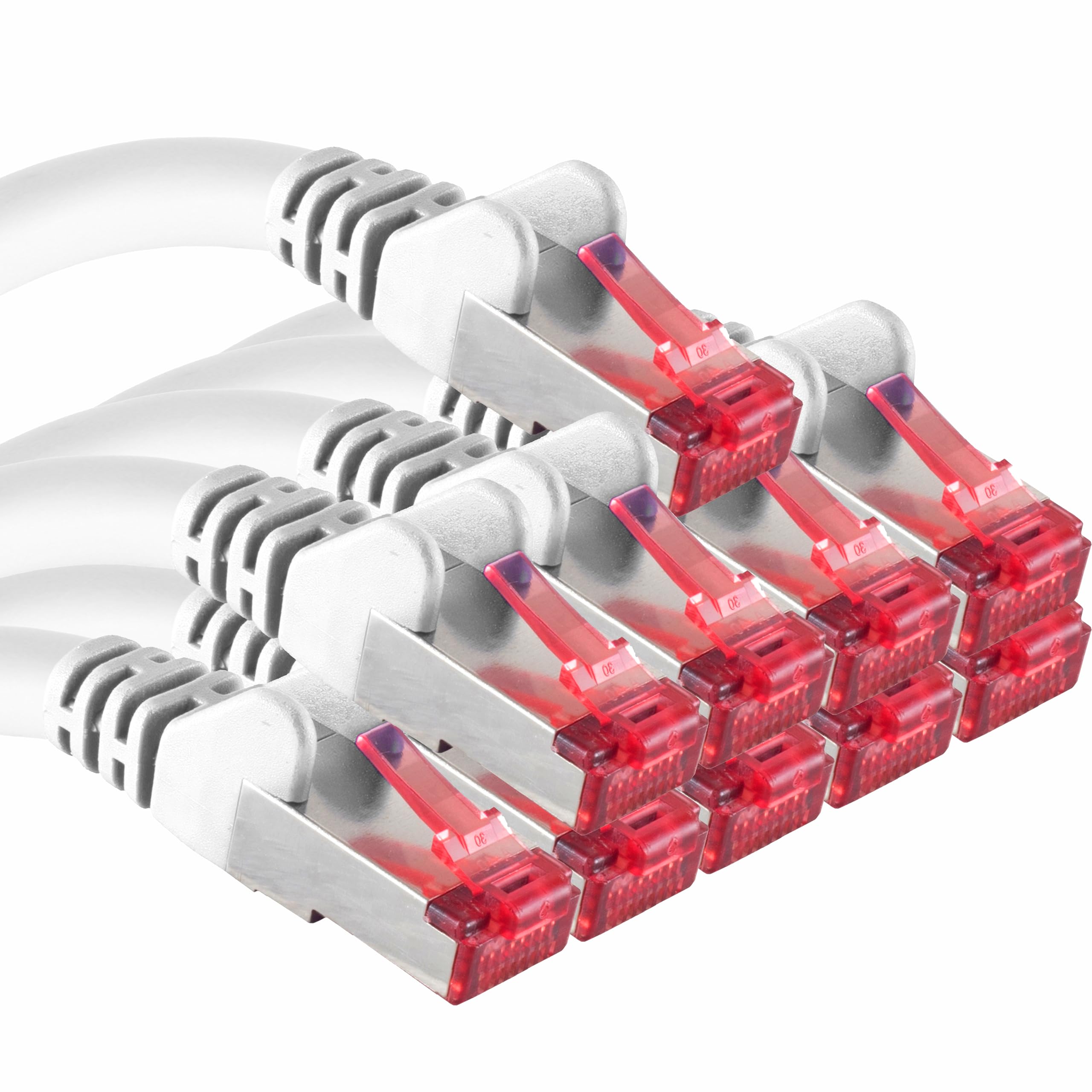 1aTTack.de Cat6 network cable 10x 0.5m CAT6 - shielding SFTP - CAT.6 RJ45 patch cable Ethernet cable DSL LAN router switch modem patch panel - white - 10 pieces