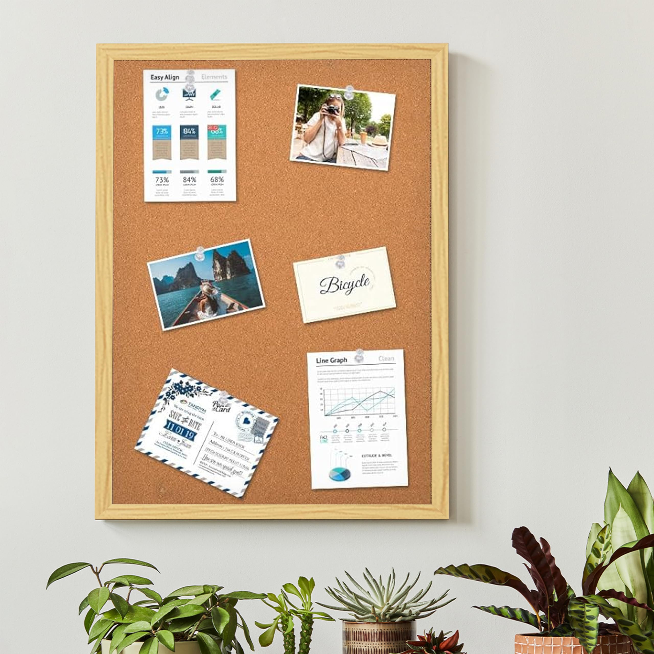 ART STREET Engineered Wood Cork Board, Notice Board | Lightweight Soft Board Combo with Thumb Push Pins & Sticky Notes | Bulletin Board, Notice Board for Home, Office & School (17x25 Inch)