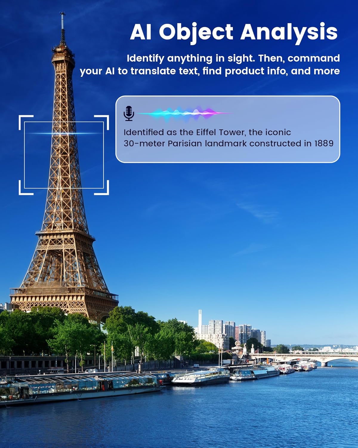 AI Smart Glasses with 8MP Camera, Continuous 12-Min 1200P Video Recording, Real-Time Translation & Voice Assistant, Open-Ear Bluetooth Audio for Vlogging, Travel & Meetings