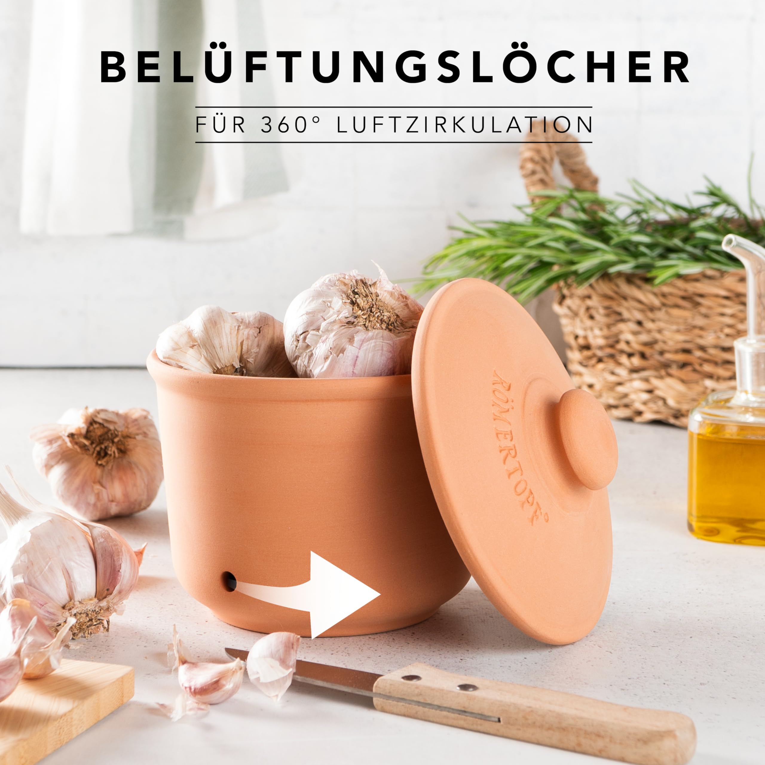 Römertopf garnek do czosnku z naturalnej ceramiki Ø 12,5 cm terakota