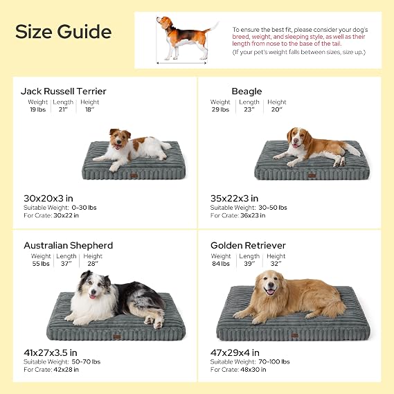 Bedsure ComfyFleeceTM Fluffy Balanced Support Large Dog Bed for Crate,35x22
