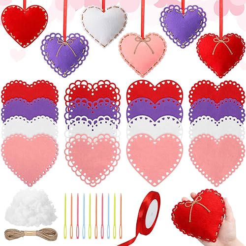 Soulchen 16 Sets Valentines Day Hearts Felt Craft Kits Large