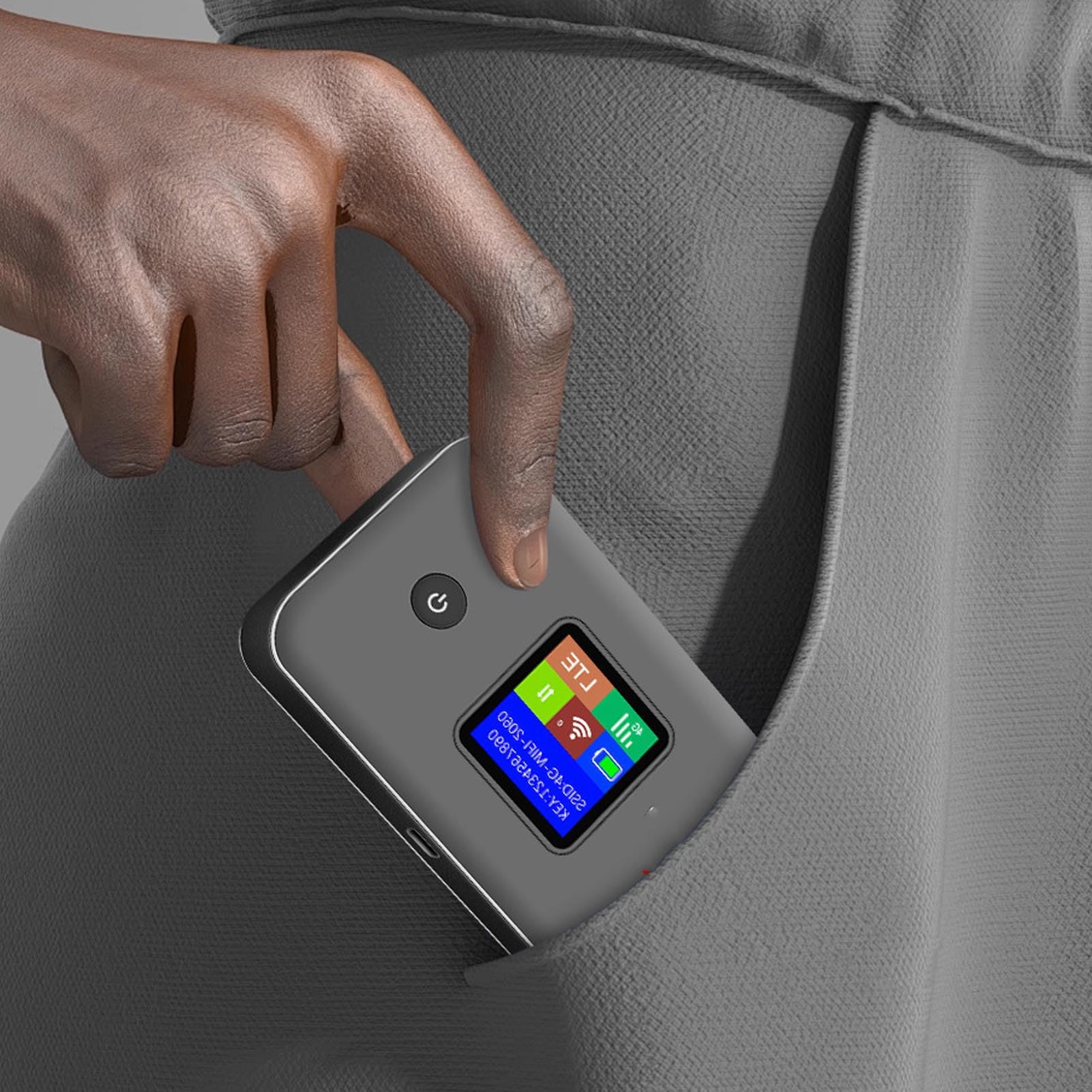 SIXRUN Enrutador WiFi Móvil 4G LTE, Punto de Acceso Portátil de Doble Banda con Pantalla LCD, Compatible con 10 Dispositivos, Viajes y Negocios