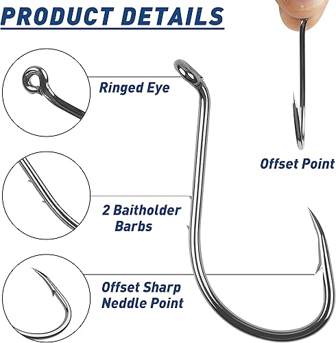 Miniatura 2 de Ganchos de pulpo, anzuelos de pesca con forma de J, ganchos circulares de pulpo, picos de púas, ganchos de acero de alto carbono, ganchos circulares