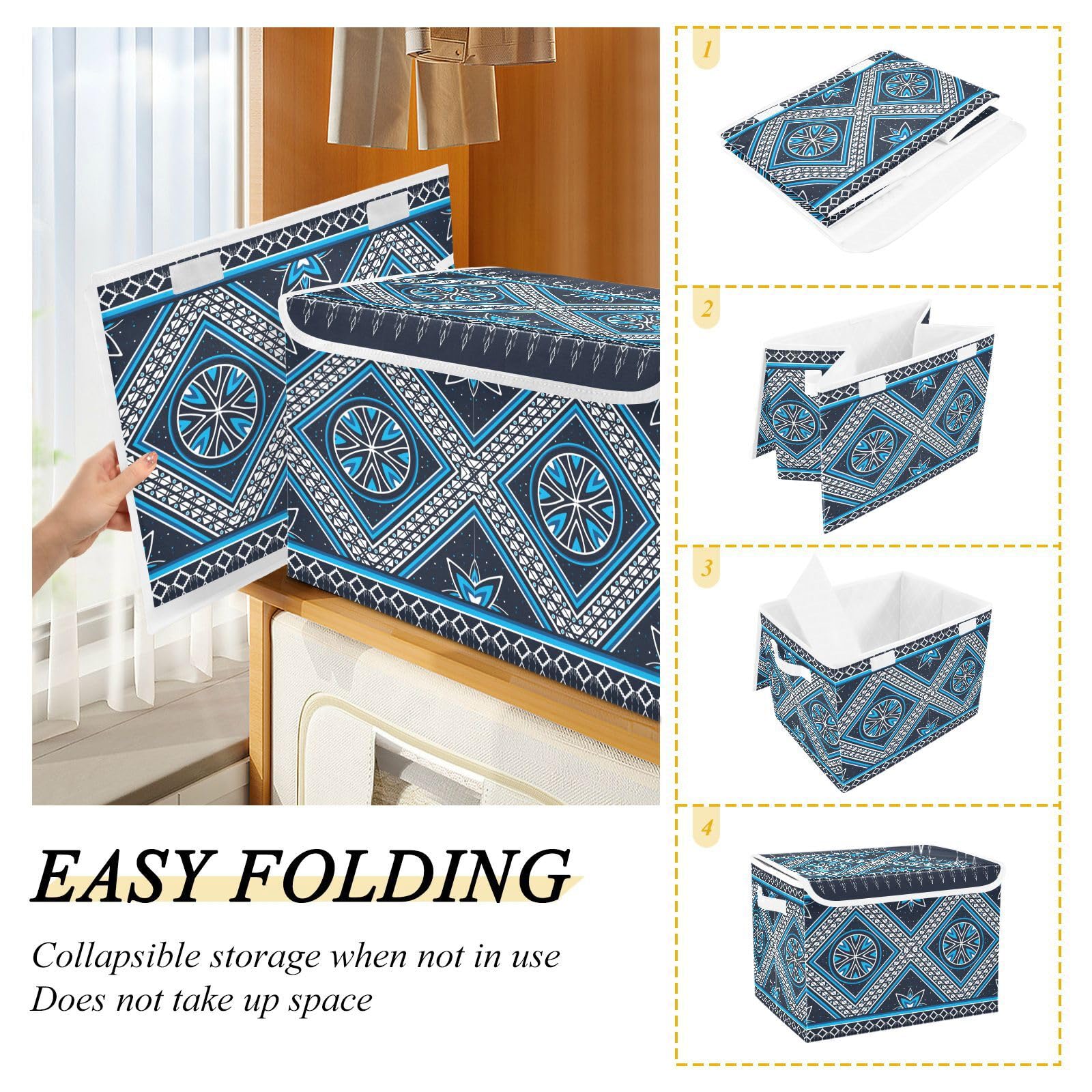 Amazon｜収納ボックス 折り畳み式 幾何学模様 ヴィンテージ 収納ケース