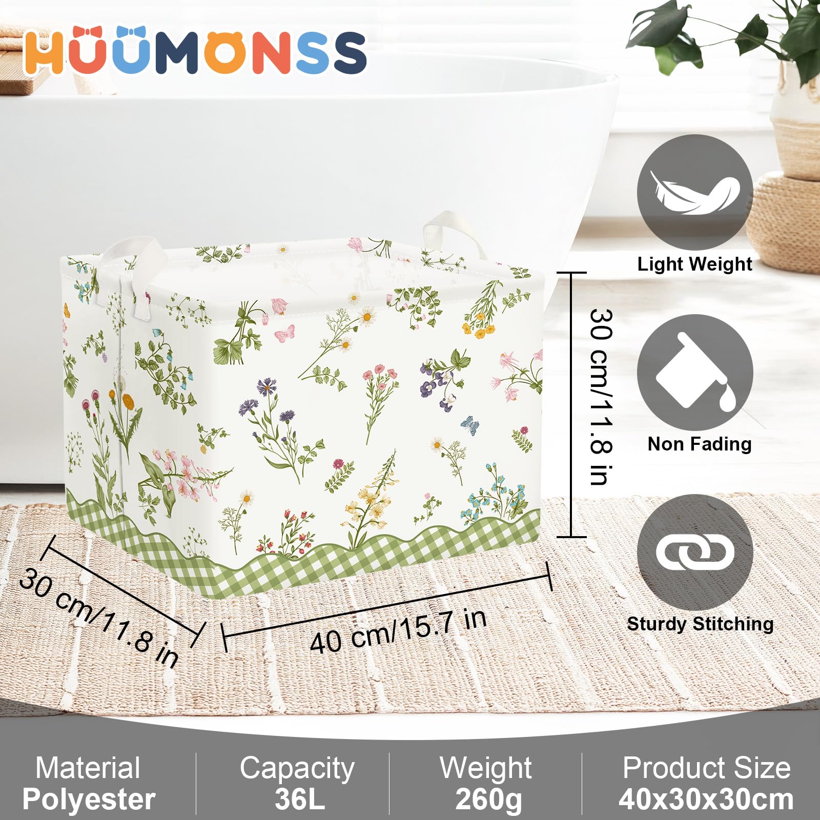 Grande Cesta Ropa Sucia Flores Plegable Cestos Almacenaje Ropa Juguetes para Padres,Mariposa,36L
