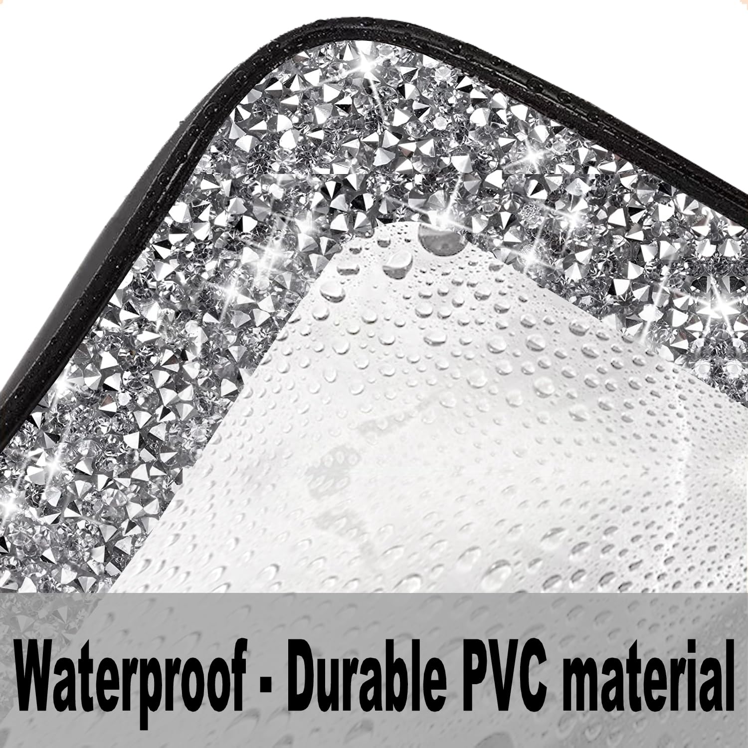 Meetart Trousse de toilette de voyage en cuir avec strass écrasés, Noir diamant, Tendance