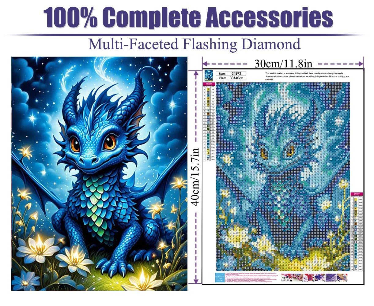 Mupmod Kit Diamond Painting Drago Taichi | Quadro 5D Fai Da Te 30x30 Cm Per Adulti E Bambini, Tela HD Con Strass Rotondi E Strumenti Inclusi