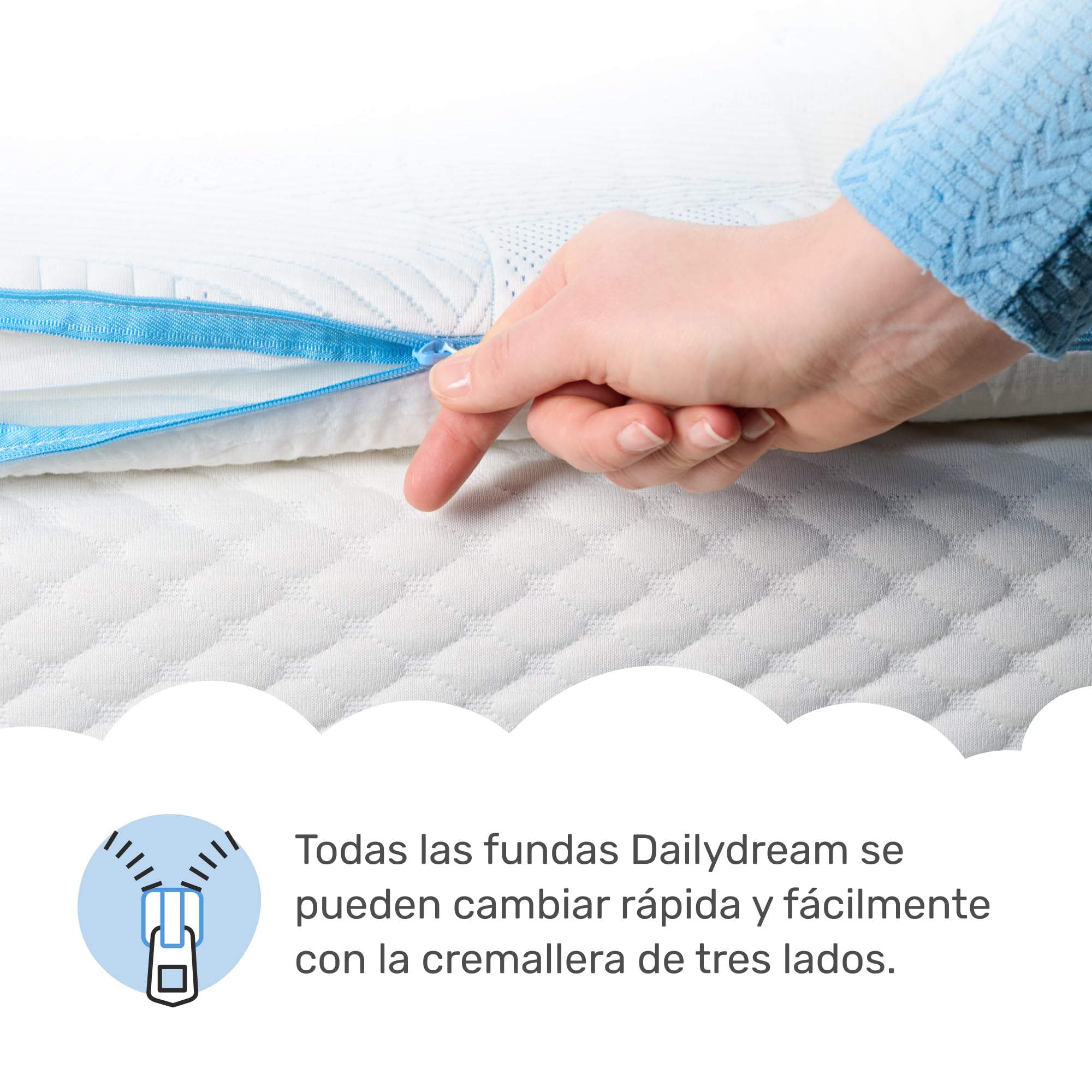 Dailydream Cubrecolchón Cover Cool Touch 140 x 200 cm, funda de repuesto para cubrecolchón, tecnología SENSICE, antideslizante, transpirable y lavable, 60% poliéster, 40% viscosa, certificado Öko-Tex