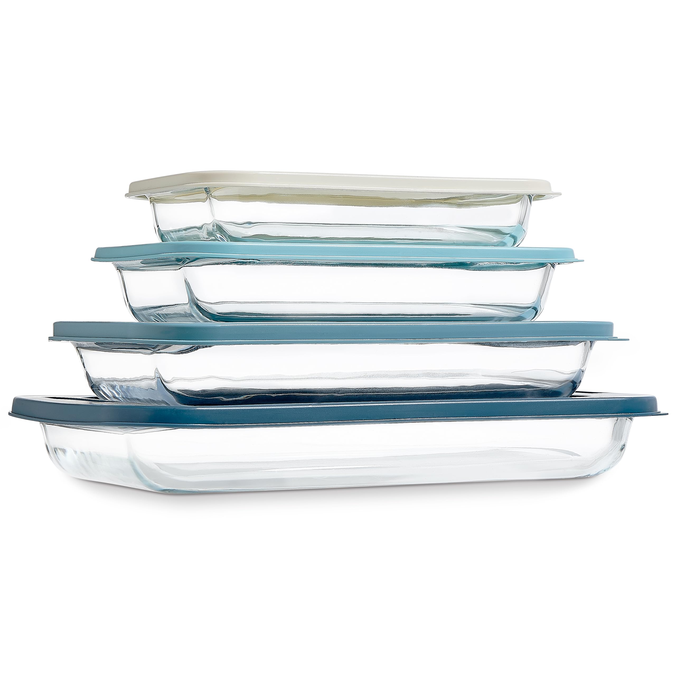 COOK WITH COLOR 8-Piece Deep Glass Baking Dish Set with Plastic Lids – Casserole and Food Storage...
