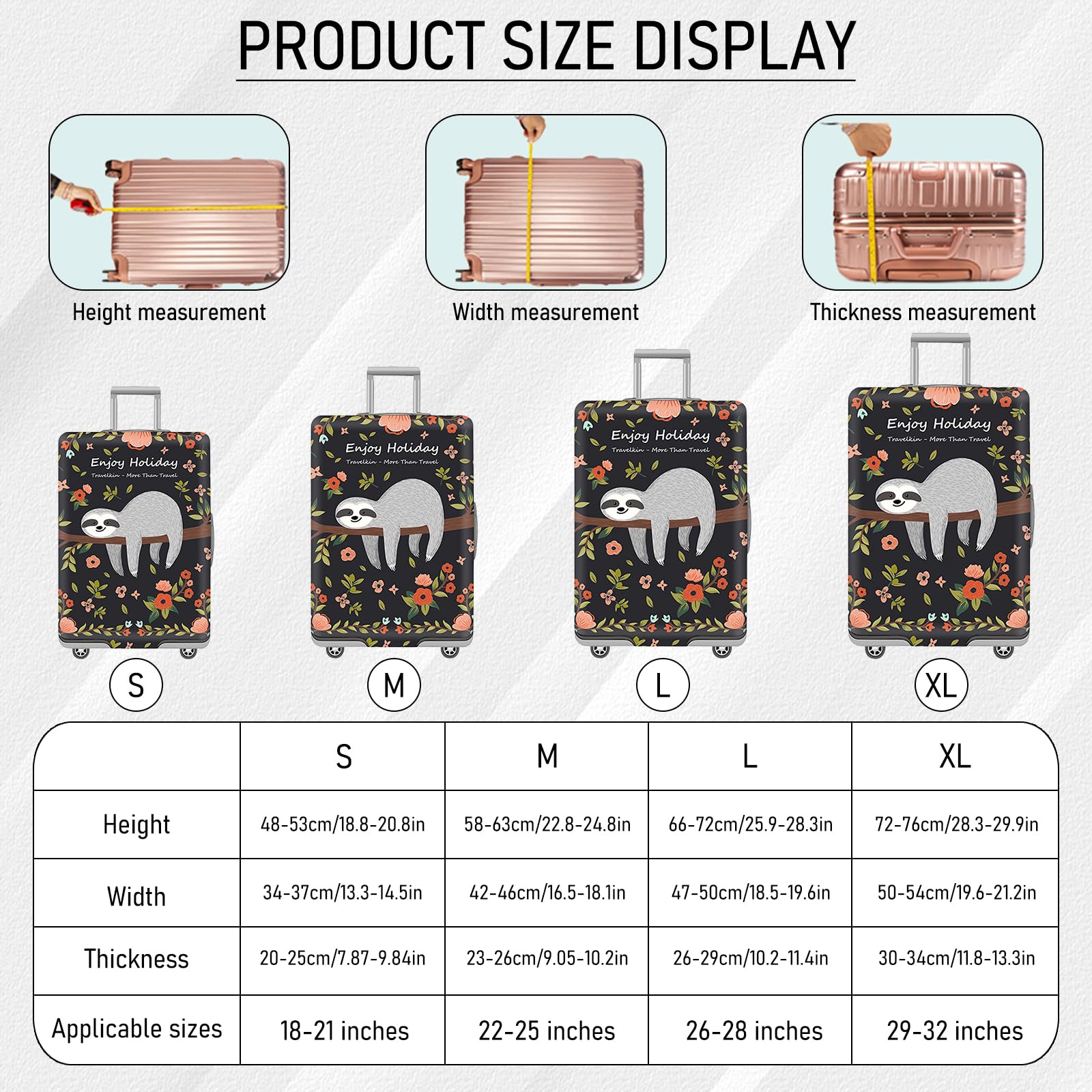 Housse Valise, Elastique Housse de Protection pour Valise, Protection Valise, Bagage de Voyage Couverture, Lavable Couverture de Bagages Elastique pour 18-32 Pouce Valise