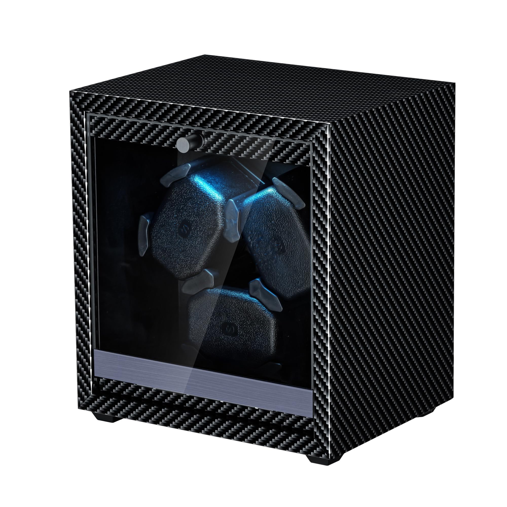 HVMBEUGOS Watch Winder, Ultra Quiet Automatic Watch Winder Box with 5 Modes & LED Light, Luxury PU Leather Watch Case for Automatic Mechanical Watches for Gift