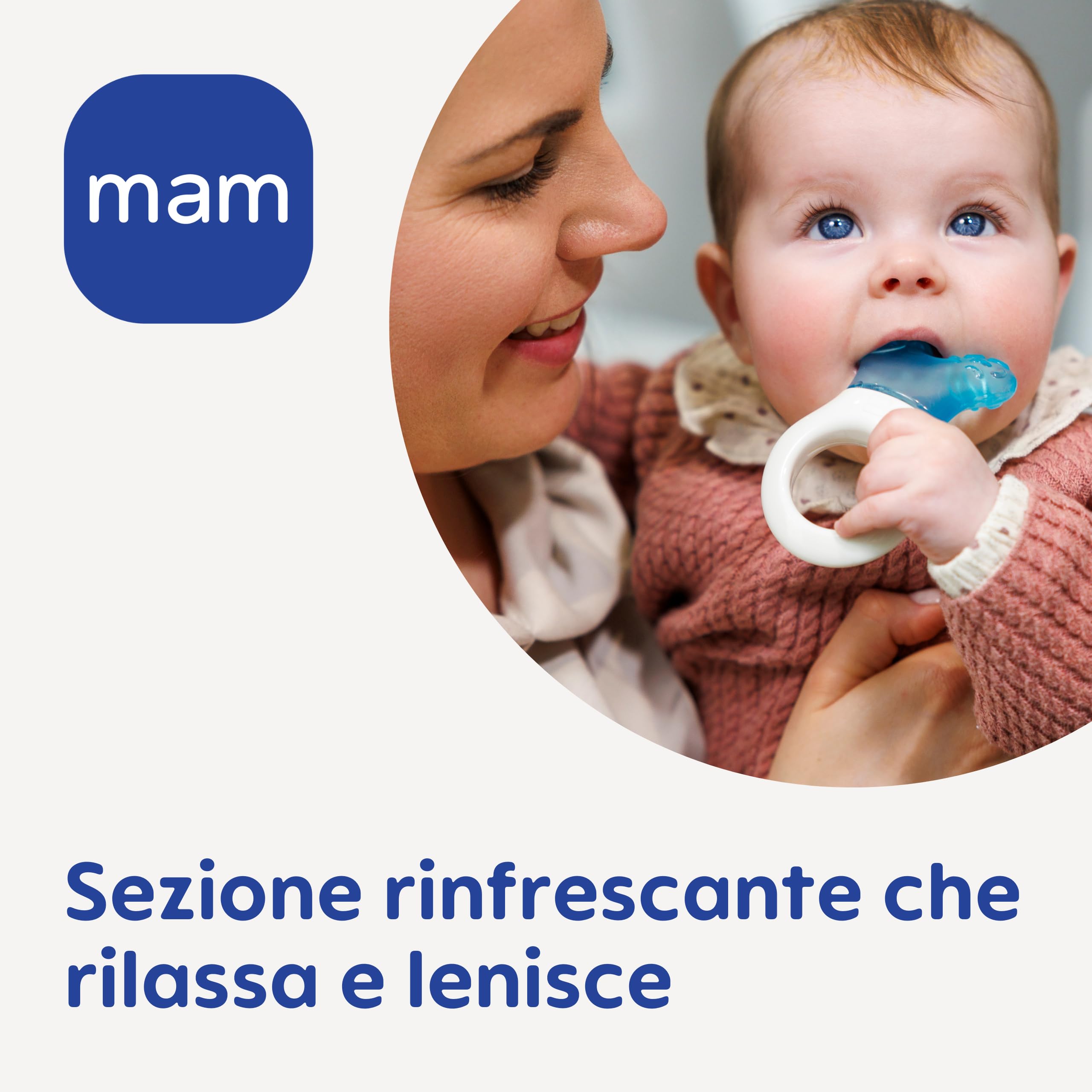 MAM Mini Cooler & Clip Dentaruolo, Massaggia gengive neonati 2+ mesi rinfrescante e lenitivo, Neonato accessori utili facili da afferrare, Con catenella portaciuccio in velcro e clip, Rosa - 5