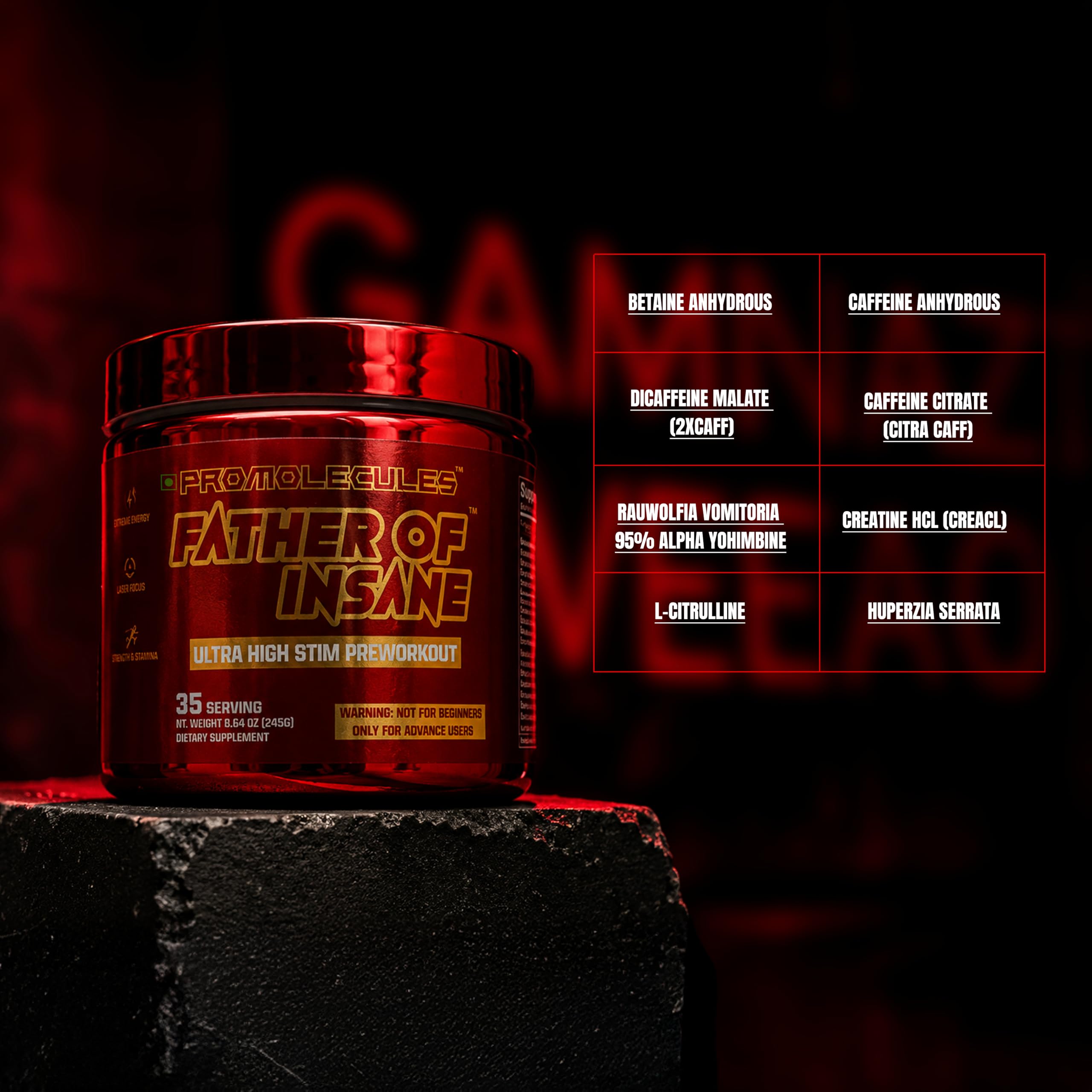 Father of Pre Workout Powder (Fruit Punch, 245g, 35 Servings) | High Performance Sports Supplement for Focus, Strength, Pump, and Endurance | For Advanced Fitness Enthusiasts — Amazon image 2