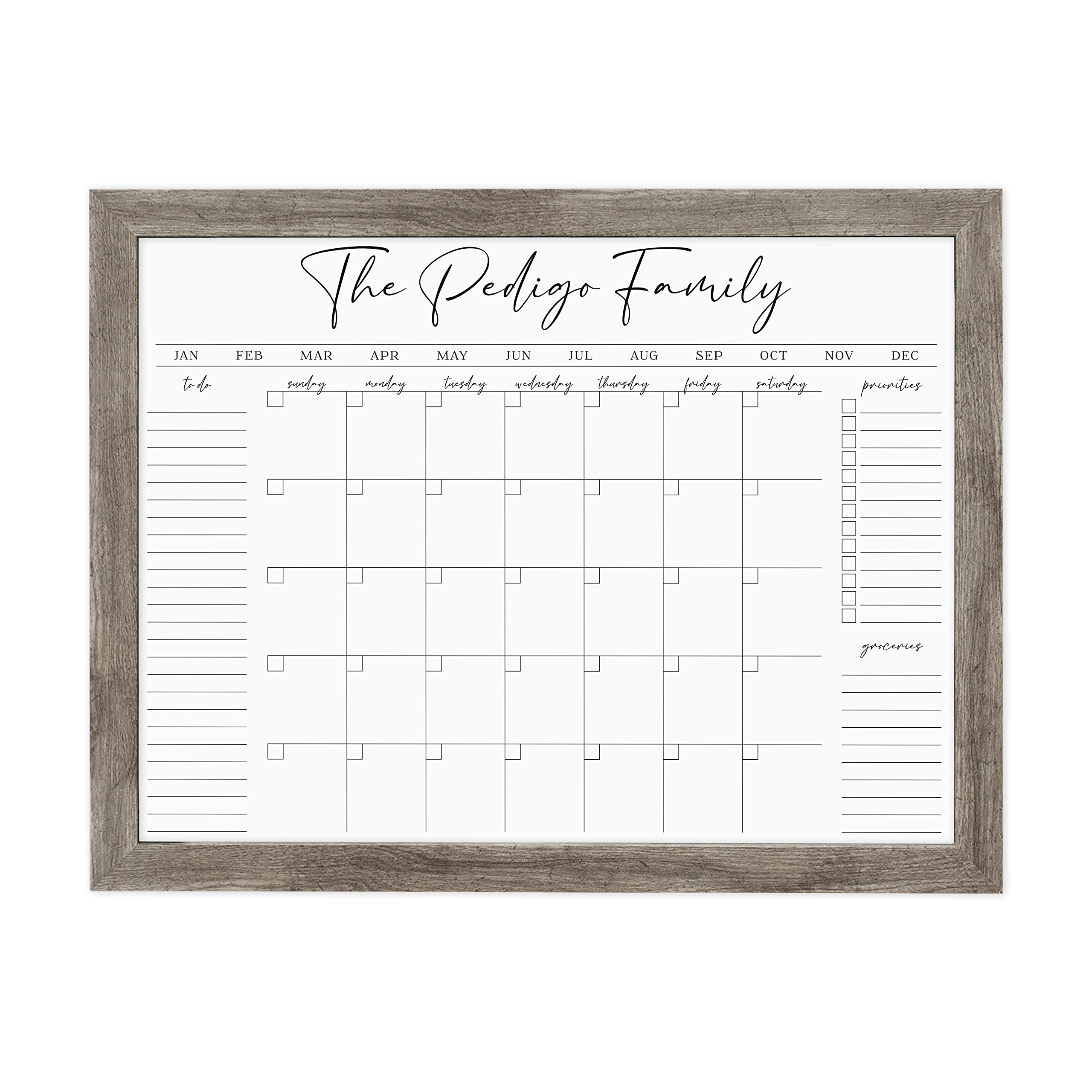 Personalized Dry Erase Wall Calendar with Custom To do list and Notes Organization Sections | Large White board Calendar Dry Erase For Wall (24" W x