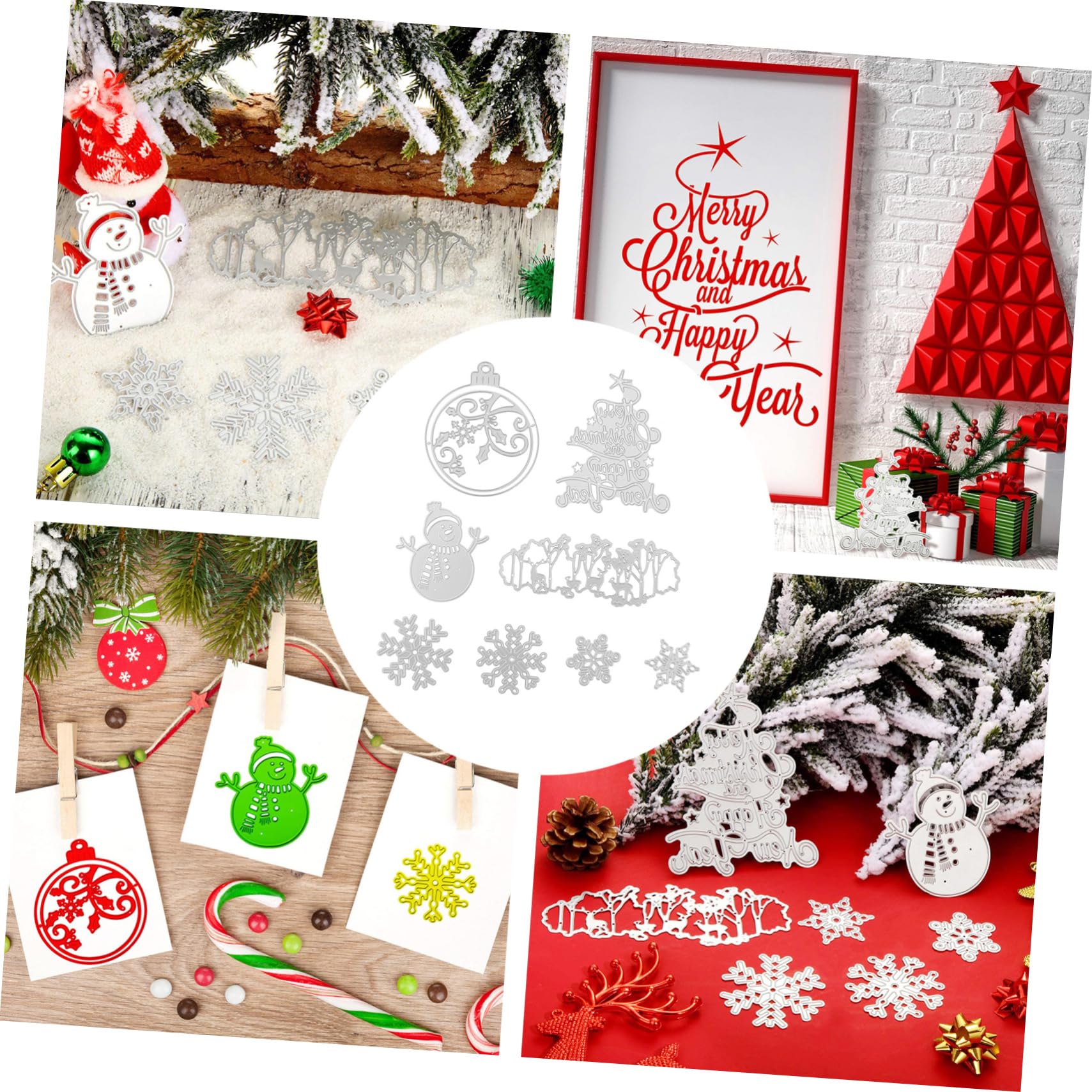 NUOBESTY 24 Piezas Navidad morir diver light scrapbooking muere para navidad pueblo troquelado troqueles de de metal plantillas troqueles de para navidad en modelo moho