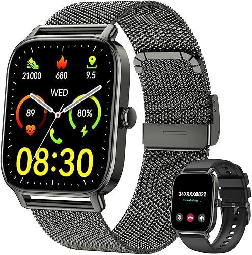 Reloj inteligente para hombres y mujeres, rastreador de ejercicio: resistente al agua, respuesta de llamadas Bluetooth, haz relojes inteligentes
