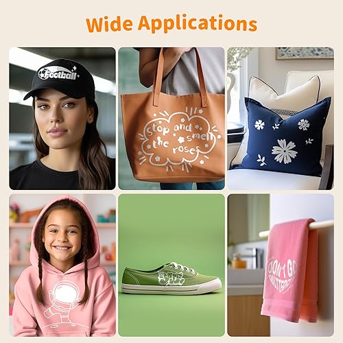 Miniatura 8 de IROHTV Rollo de vinilo blanco HTV de transferencia de calor, vinilo para planchar de 12 x 8 pies para todas las máquinas cortadoras, vinilo de