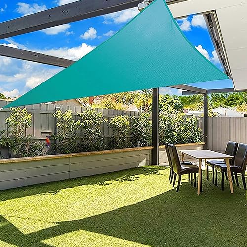 Toldo triangular turquesa de 8 x 8 x 8 pies, toldo para patio al aire libre, bloqueo UV, tamaño personalizado aceptado