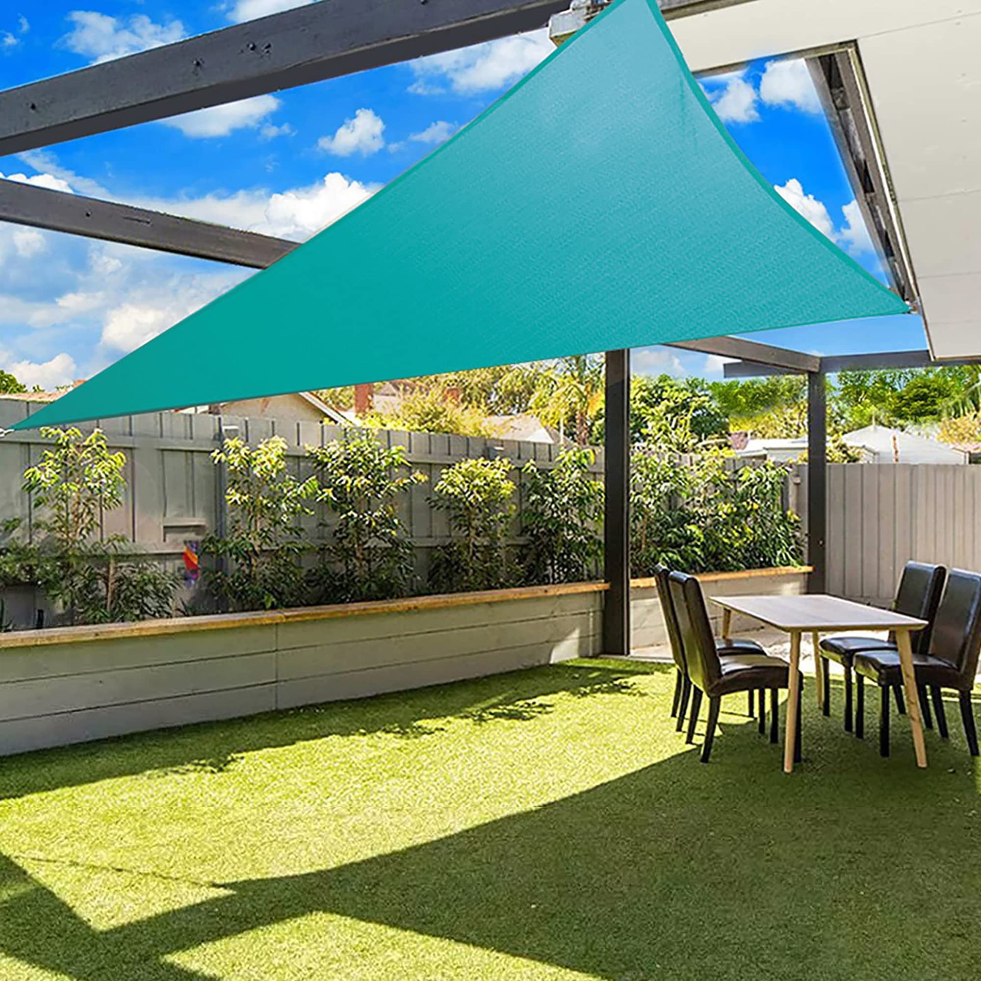 SUNNY MOOD24' x 24' x 33.9' Turquoise Right Triangle Sun Shade Sail Outdoor Patio Canopy Mash Material UV Block - Custom Size Accepted