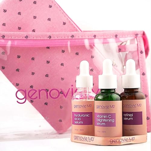 Miniatura 9 de Genovie MD Skin Renewal Serum Set para rostro con suero de vitamina C, suero hialurónico y suero de retinol, sueros faciales para reafirmar e