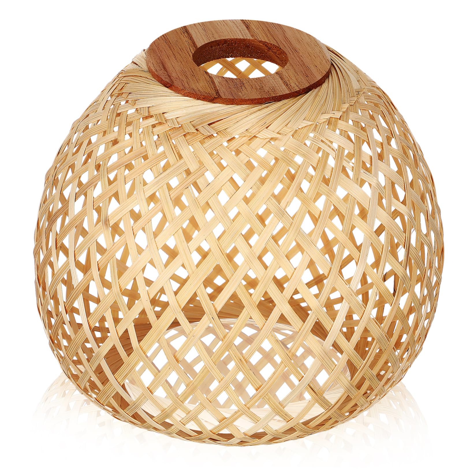 WOONEKY Woven Lampshade Handmade Rattan Lamp Shade 7.68In Ceiling Lamp Shade Replacement Soft Lighting for Living Room Bedroom Dining Room