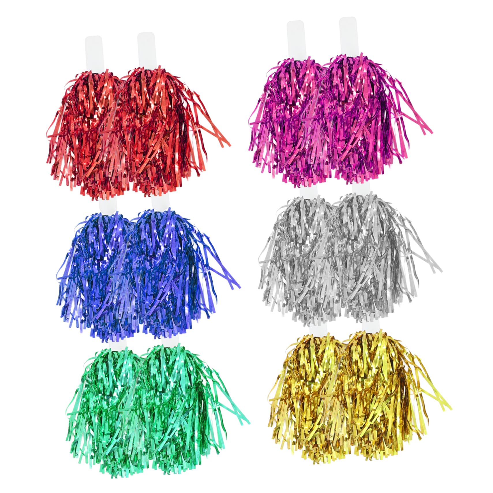 BELLIFFY Cheerleader Pom Poms Set of 12 Hand-cranked for Cheerleading Dance Sports Events Bright